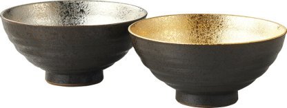 【ラッピング無料】国産 波佐見焼 黄金 ＆ プラチナ ライスボールFペア 001-774 日本製 ご飯茶碗