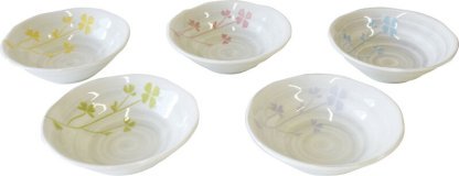 【ラッピング無料】国産 色彩クローバー小鉢5客揃 191155 日本製
