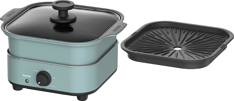 【ラッピング無料】ピーコック コンパクトグリル鍋 WGV-A60 ASM 鍋使用時 焼肉プレート