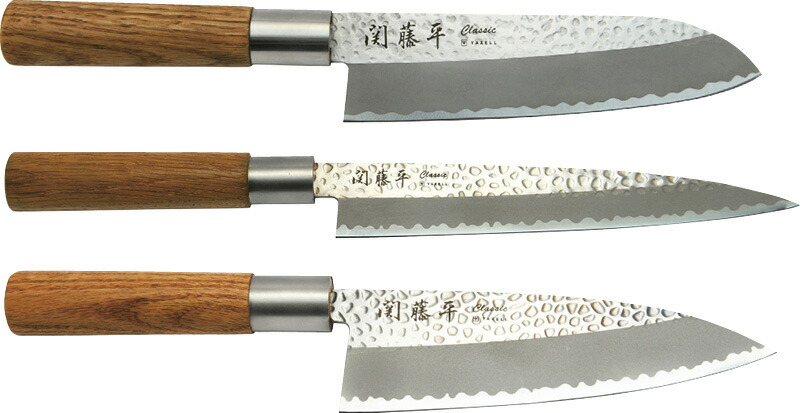 【ラッピング無料】国産 関藤平 classic 鎚起包丁3本組みセット(刺身･三徳･出刃) 32070 日本製