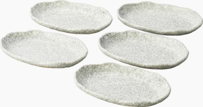 【ラッピング無料】国産 瀬戸焼 墨貫入楕円皿5客揃 2201 日本製 プレート