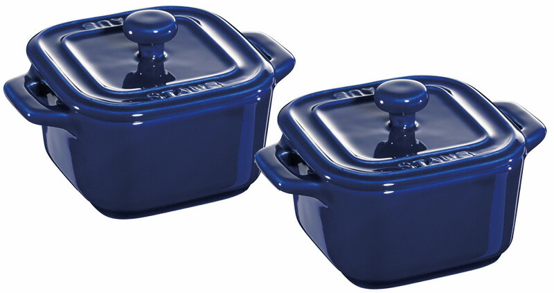 【ラッピング無料】ストウブ スクエアココットペアセット ブルー 40511-099-0 セラミック(耐熱陶器) 保存容器 キャニスター