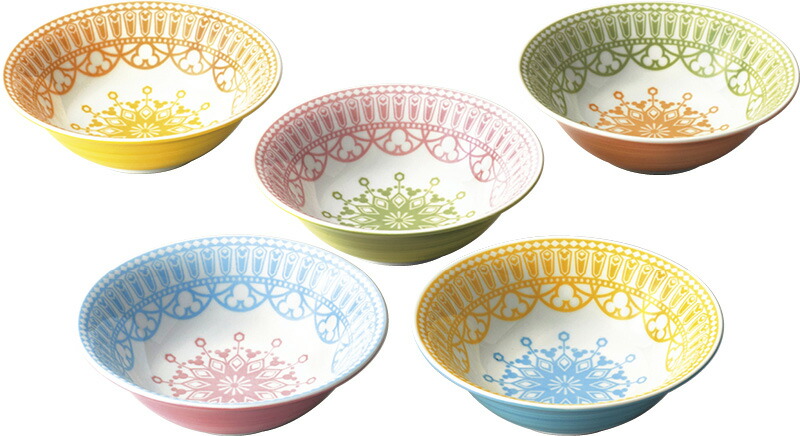 【ラッピング無料】国産 ディズニー ペールトーン ボウル5枚セット 3278-01 日本製 サラダボウル