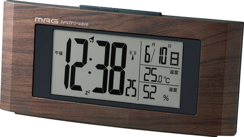 【ラッピング無料】マグ 電波 目覚まし時計 ウッドライン T-743 BR-Z 置き時計
