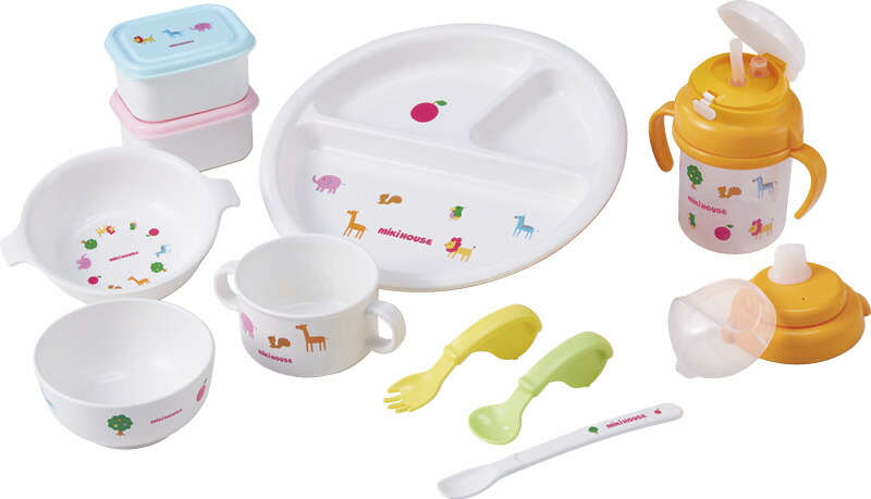 【ラッピング無料】国産 ミキハウス テーブルウェアセット 46-7125-823 日本製 フードコンテナ ストローマグ スパウト口 スープマグ ファーストプレート ライスボウル スプーン フォーク フィーディングスプーン ランチプレート