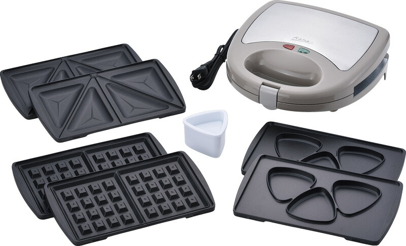 【ラッピング無料】ラノー 着脱式ホットサンドメーカーW(3枚組)(ステンレス) MJ-0644 ワッフルメーカー