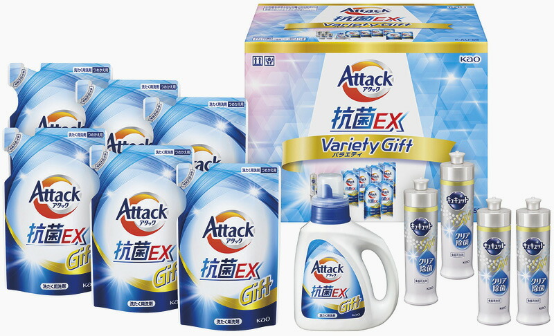 【ラッピング無料】花王 アタック抗菌ＥＸバラエティギフト K･AU-50 詰替用 キュキュットクリア除菌