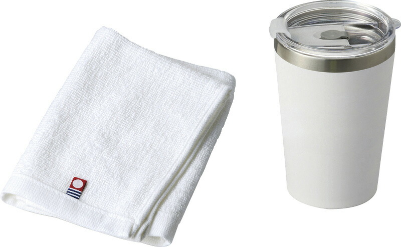 【ラッピング無料】AMIi HOME カップインタンブラー & タオル ホワイト AM-1627 今治ウォッシュタオル