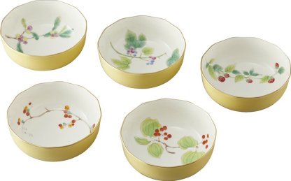 【ラッピング無料】国産 香蘭社 山だより 小鉢5客揃(木箱入) Y578-GYZ 日本製