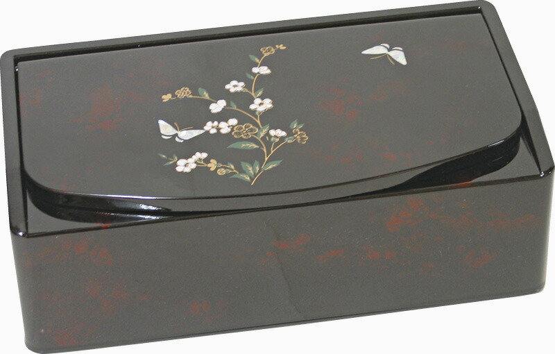 【ラッピング無料】国産 ルビー蝶 ティッシュボックス 鏡付 2673 日本製 ケース