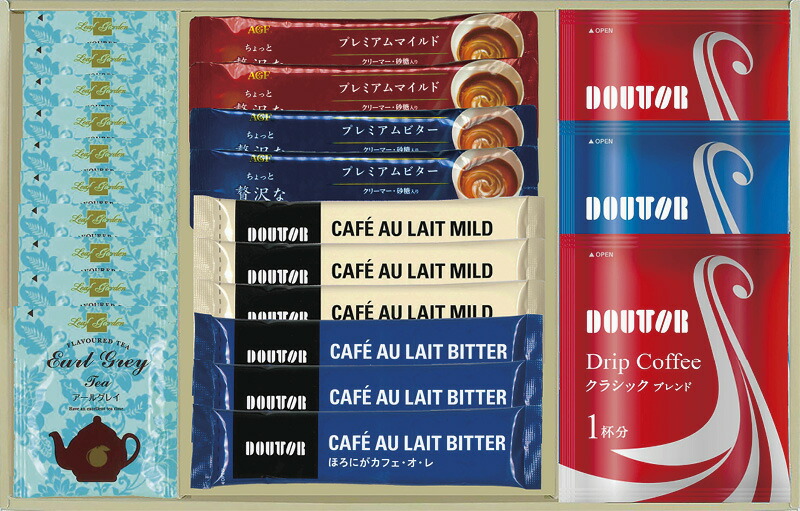 【ラッピング無料】ドトール バラエティセット DOM-AE アールグレイ紅茶ティーバッグ カフェ・オ・レ AGFちょっと贅沢な珈琲店 ドリップコーヒー