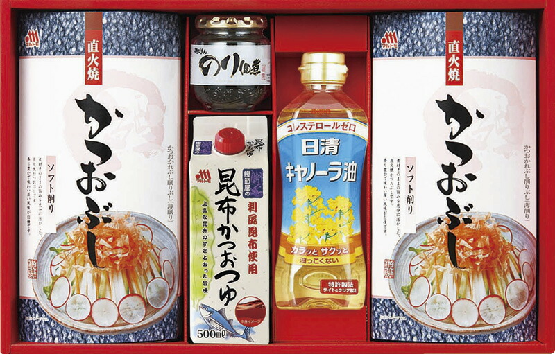 【ラッピング無料】マルトモ バラエティギフト CR-30Y 直火焼ソフトパック 昆布かつおつゆ 日清 キャノーラ油 のり佃煮