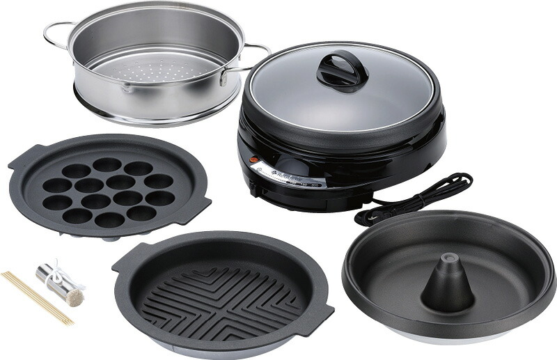 【ラッピング無料】レギュール グリルパン5点セット RM-9273 プレート 焼肉 たこ焼き しゃぶ鍋 スチーマー 油引き 竹串