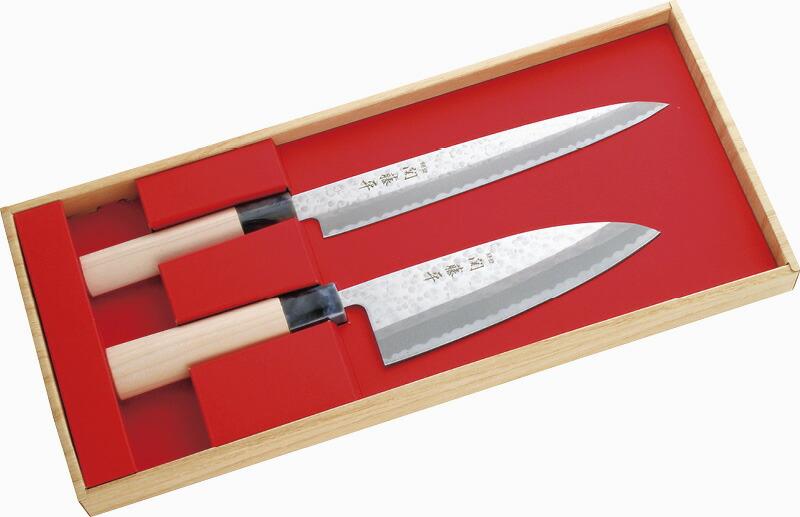 【ラッピング無料】国産 関藤平 鎚起包丁2本組セット(刺身包丁･出刃包丁) 32056 日本製