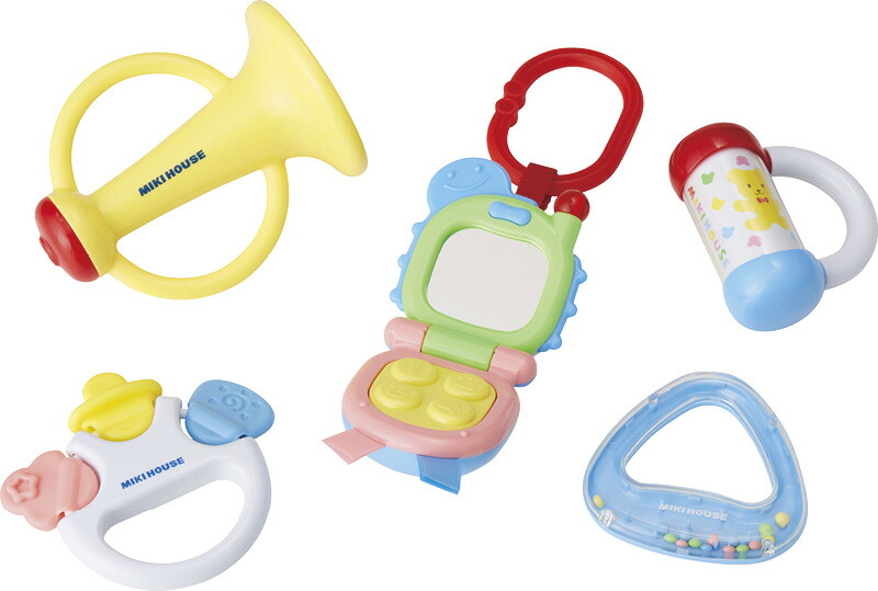 【ラッピング無料】ミキハウス ベビートイセット 46-1234-958セット ベビートランペット ベビーチャイム ベビーリング ベビーフォン