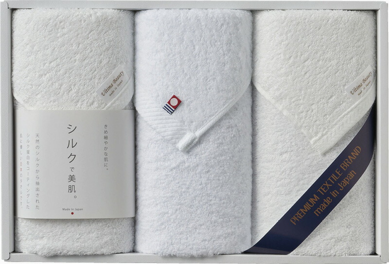 【ラッピング無料】国産 シルクプロテイン加工 & 今治起毛 プレミアムタオルセット SK-3001 綿100% 日本製 フェイスタオル 今治起毛加工フェイスタオル
