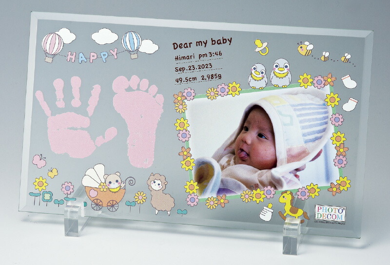 【ラッピング無料】フォトデコム クリアガラス手形足形お仕立て券 PDM10101 絵画 フラワー アート フレーム - 画像 (5)
