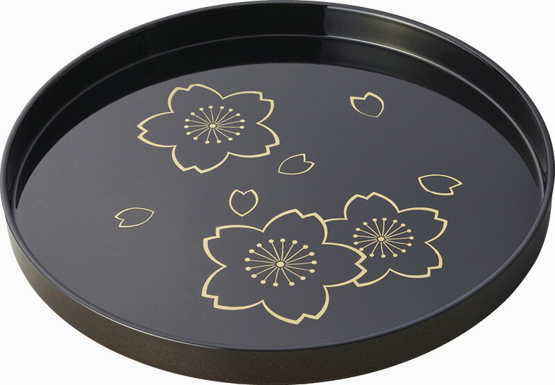【ラッピング無料】国産 日展作家 橋爪靖雄 夢桜 8.0丸盆 42240 日本製 お盆 トレー トレイ