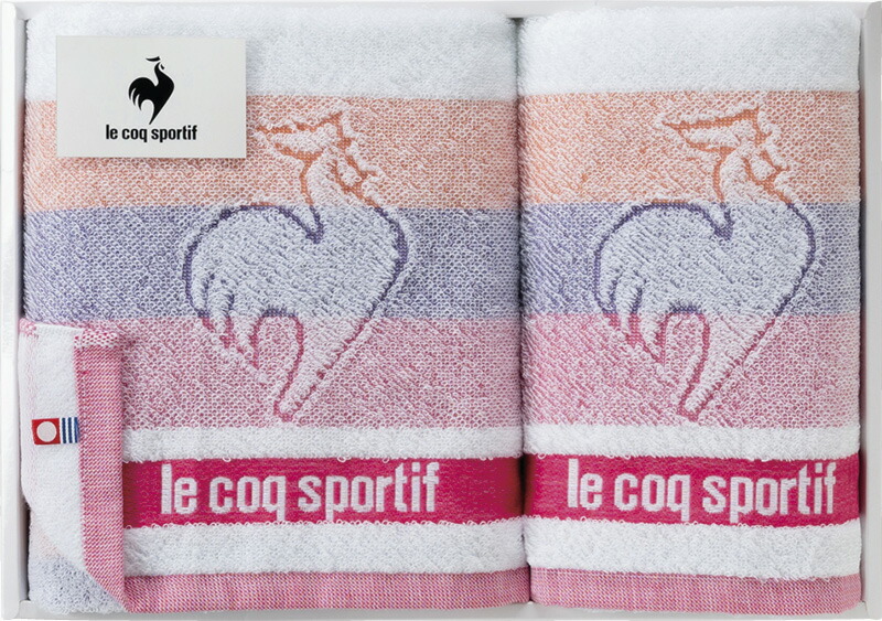 【ラッピング無料】国産 le coq sportif ルコック ビッグロゴ スポーツタオル & フェイスタオル ピンク LQ2302 ST1P FT1P PK 綿100% 日本製