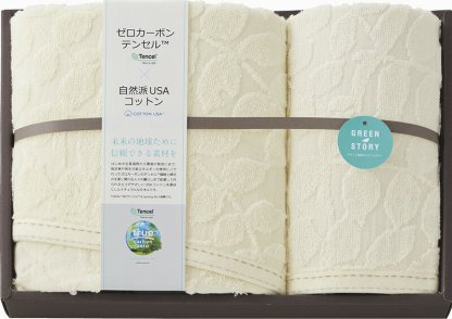 【ラッピング無料】グリーンストーリー(脱炭素) フェイスタオル & ウォッシュタオル Z-30150