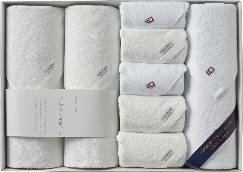 【ラッピング無料】国産 シルクプロテイン加工 ＆ 今治起毛 プレミアムタオルセット SK-15001 綿100% 日本製 フェイスタオル ワイドバスタオル 今治起毛加工フェイスタオル 今治起毛加工バスタオル
