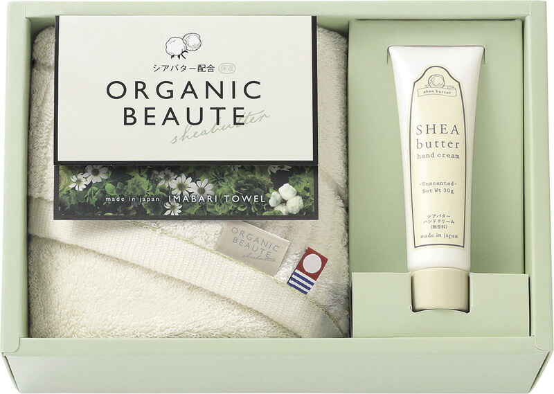 【ラッピング無料】国産 オーガニックボーテ 愛媛今治 タオルとハンドクリームのセット 65220 日本製 フェイスタオル ハンドクリ−ム