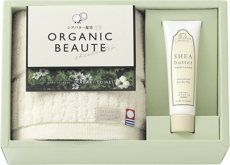 【ラッピング無料】国産 オーガニックボーテ 愛媛今治 タオルとハンドクリームのセット 65215 日本製 ゲストタオル ハンドクリ−ム