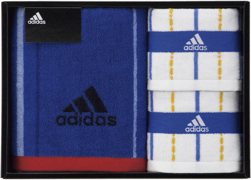 【ラッピング無料】アディダス ブラオ フェイスタオル & タオルハンカチ 2P 06-3629200 綿100%