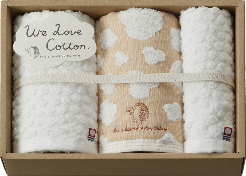 【ラッピング無料】国産 ウィー ラブ 今治産ナチュラルカラーフェイスタオル 2P ＆ ハンドタオル WL8325 綿100% 日本製