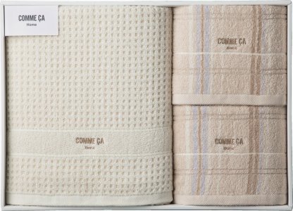 【ラッピング無料】コムサホーム フラン バスタオル & フェイスタオル 2P 22709-55950-233 綿100%