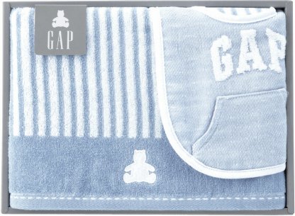 【ラッピング無料】ベビー GAP ミニバスタオル & スタイ ブルー 54-5019250B 綿100%