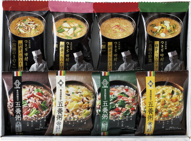 【ラッピング無料】養命酒製造 五養粥・つきぢ田村監修フリーズドライセット YC-DJ 黄 緑 黒 白 料亭の おみそ汁
