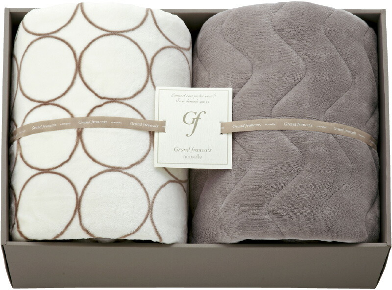 【ラッピング無料】グランフランセヌーベル ハイソフトタッチマイヤー 毛布 ＆ 吸湿発熱綿入り 敷パット アイボリー GFN8157IV 敷きパット