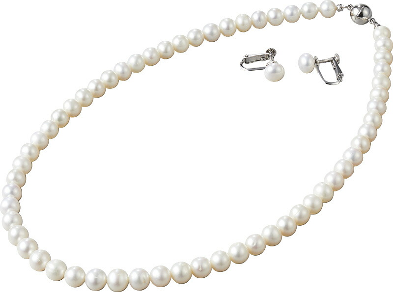 【ラッピング無料】パール･パール･コウベ パールスタンダードネックレス ＆ イヤリング FWNS7EST