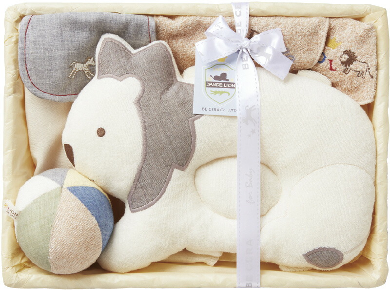 【ラッピング無料】国産 ダンデライオンピローセット 6956-0500 日本製セット 授乳スタイ 汗とりパット ボール 竹籠