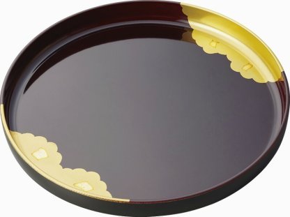 【ラッピング無料】国産 雲金箔 溜塗 10.0丸盆 42252 日本製 お盆 トレー トレイ