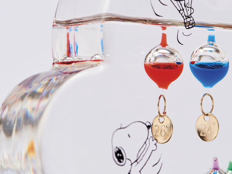 【ラッピング無料】ピーナッツ スヌーピー ガラスフロート温度計 クラウド 151-333211 - 画像 (3)