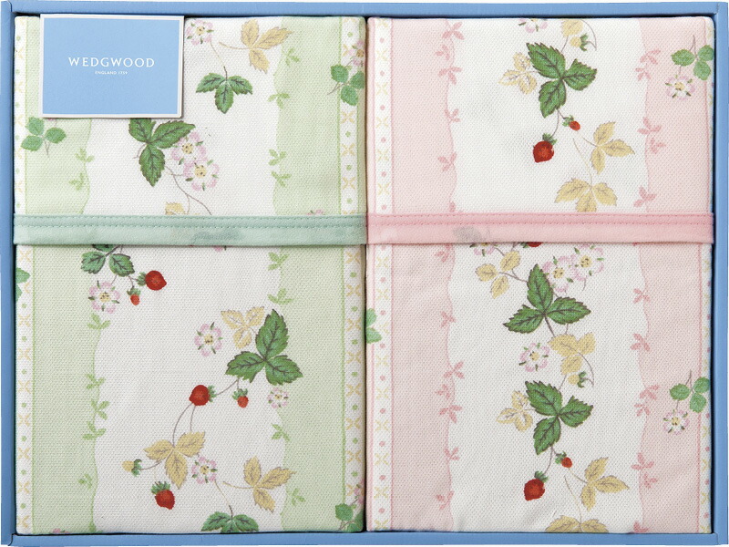 【ラッピング無料】国産 ウェッジウッド ワイルドストロベリー 綿毛布 2P FQ82121013 日本製