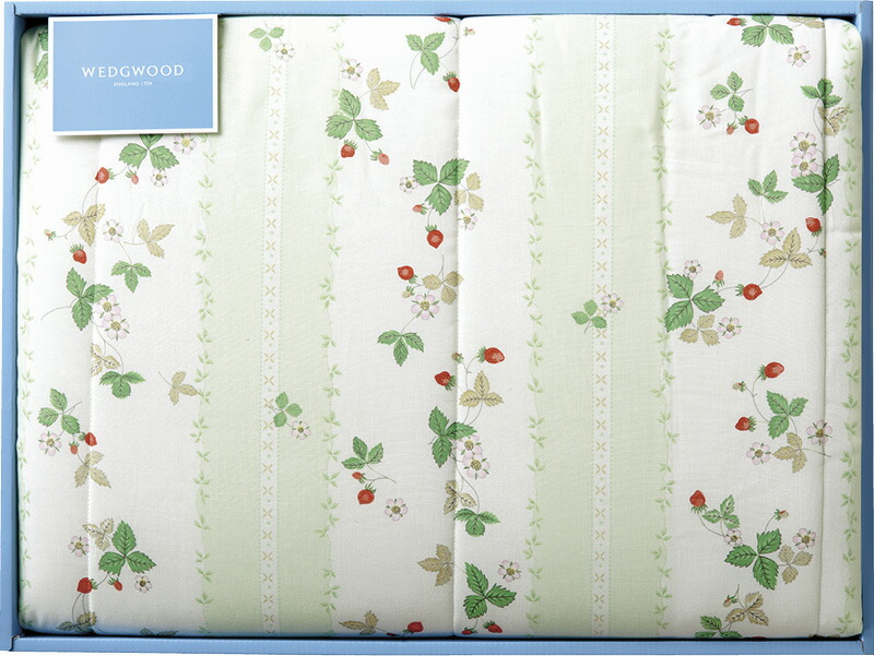 【ラッピング無料】国産 ウェッジウッド ワイルドストロベリー 合繊 肌掛けふとん グリーン AE88500010G 日本製 掛け布団