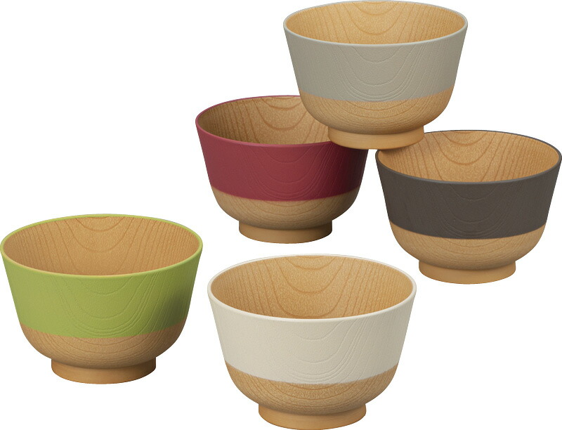 【ラッピング無料】国産 やさしい彩り 抗菌汁椀5客 16989 日本製