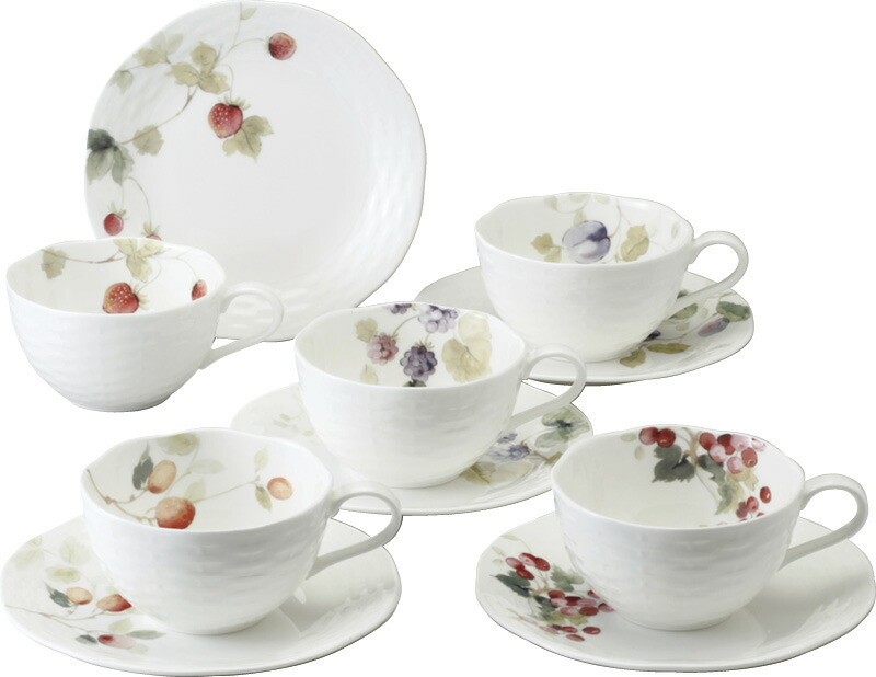 【ラッピング無料】ナルミ ルーシーガーデン 5客アソートティー･コーヒー碗皿 96010-2306 7P カップ＆ソーサー