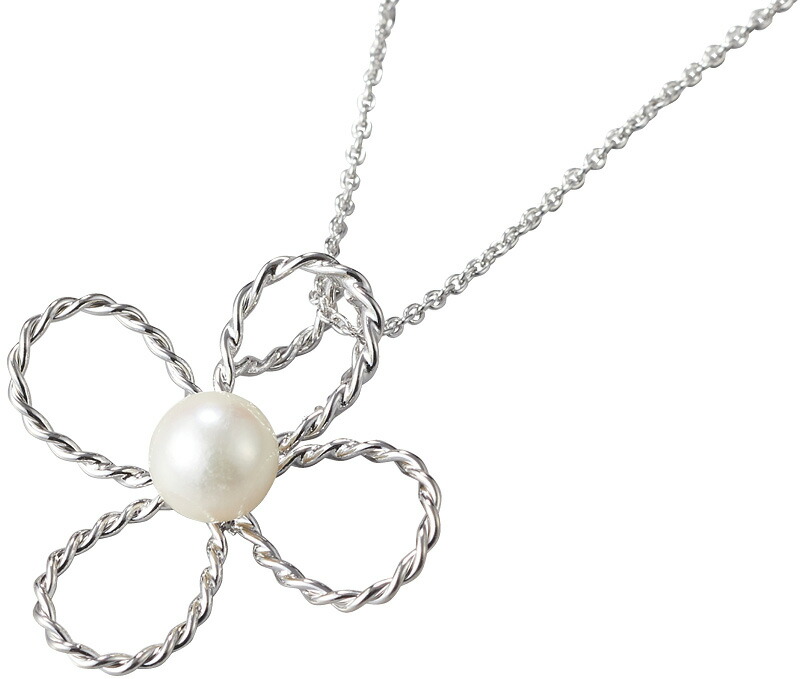 【ラッピング無料】国産 パール・パール・コウベ 本真珠シルバーアートペンダント 花 PS151-65 日本製