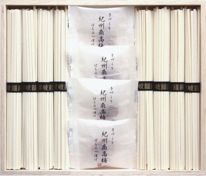 【ラッピング無料】紀州南高梅・讃岐うどん詰合せ(木箱入) RUU-150 紀州南高梅はちみつ漬け