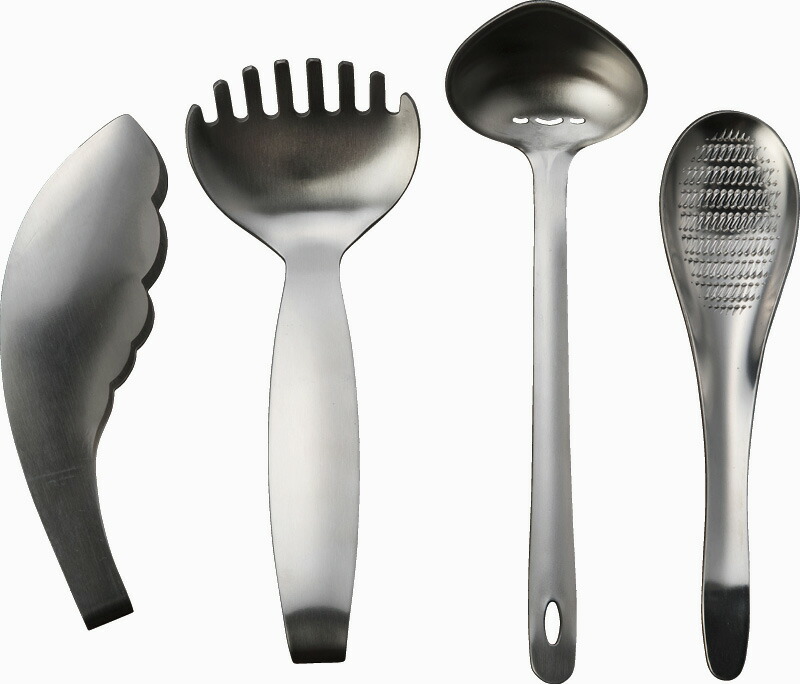 【ラッピング無料】キッチンツール 4点セット KT-3003A カトラリーセット おろしスプーン あくとりスプーン まっしゅフォーク ゆびさきトング