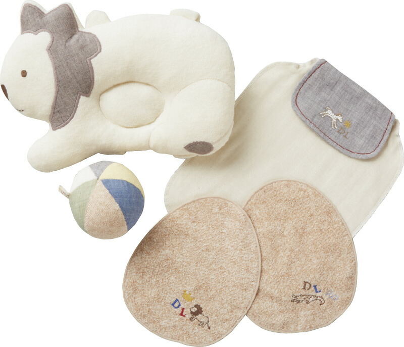 【ラッピング無料】国産 ダンデライオンピローセット 6956-0500 日本製セット 授乳スタイ 汗とりパット ボール 竹籠 - 画像 (3)