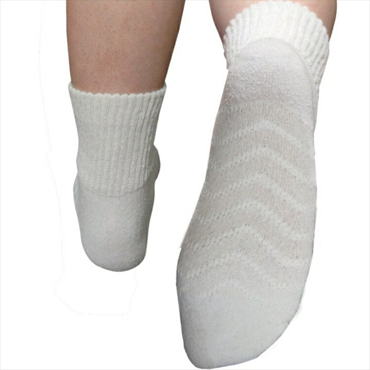 【送料無料】うるおい シルク 手揉み靴下 日本製 オフホワイト色 フリーサイズ エコニット 国産 絹 敏感肌 美容 保湿 天然 セリシン レビュー おしゃれ - 画像 (6)