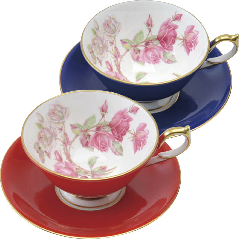 【ラッピング無料】エインズレイ エリザベスローズ ペア ティーカップ & ソーサー 305600108/208C