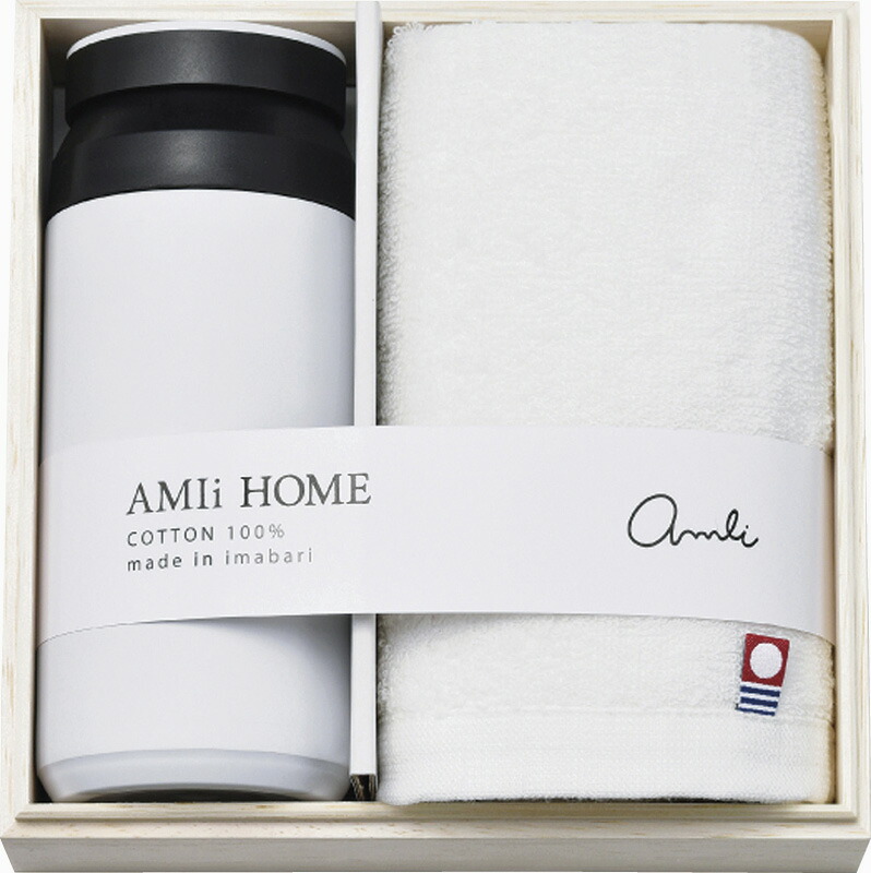 【ラッピング無料】アミーホーム ボトル340ml & 今治ウォッシュタオル ホワイト SB-1623