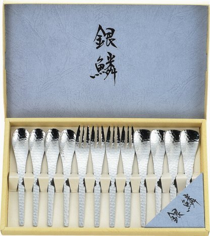 【ラッピング無料】国産 銀鱗 ティータイム1 2PCセット GR-109 日本製 カトラリーセット コーヒースプーン ケーキフォーク アイススプーン