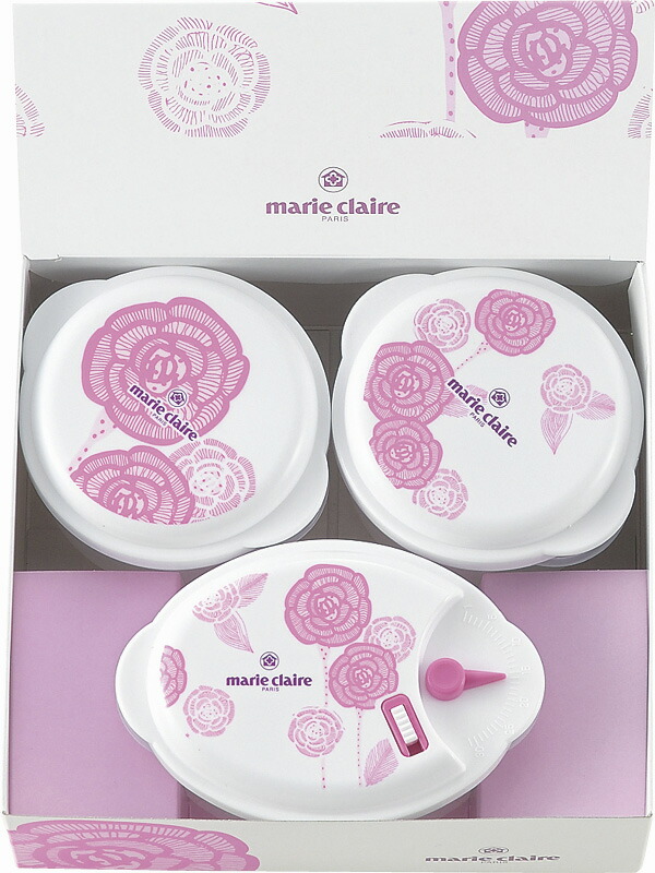 【ラッピング無料】国産 マリ･クレール ローズブルーミング 電子レンジ容器3点セット MC-667 日本製 保存容器 キャニスター